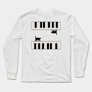 Cat walking on Piano Long Sleeve T-Shirt